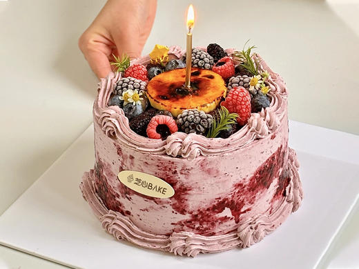 【桑葚布蕾蛋糕】芭乐脆嫩青提脆爽蓝莓酸甜可口--芭乐水果生日蛋糕 商品图0