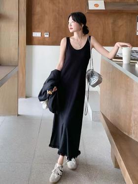 活动爆款【自营】衣周期～103超软糯流苏下摆长款背心连衣裙-喜出