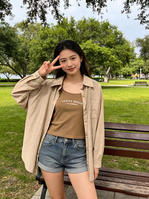 418良粉节|2026 活动爆款 品牌促【自营】衣周期 （两件套）9078 23%天丝 衬衫➕背心套装两件套上衣-喜出 商品图2