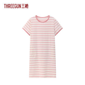 Threegun三枪 彩条冰泉棉短袖女家居裙-T70023A01