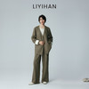 LIYIHAN 2026夏季新款通勤女西装绿色上衣亚麻外套套装小众设计感 商品缩略图2