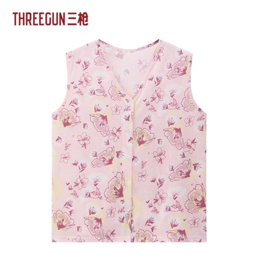 Threegun三枪 水柔棉印花V领开襟无袖女衫-T80048A01 商品图0