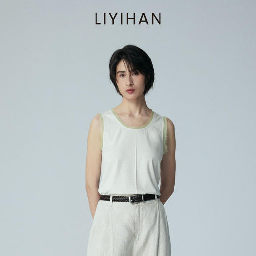 LIYIHAN 2026夏季通勤新款女灰色背心真丝吊带百搭舒适小众设计感 商品图0