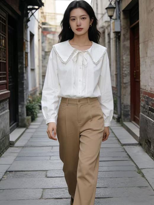 418良粉节|2026 活动爆款 品牌促【自营】衣周期 5096 韩系减龄翻领宽松版衬衫上衣-喜出 商品图5