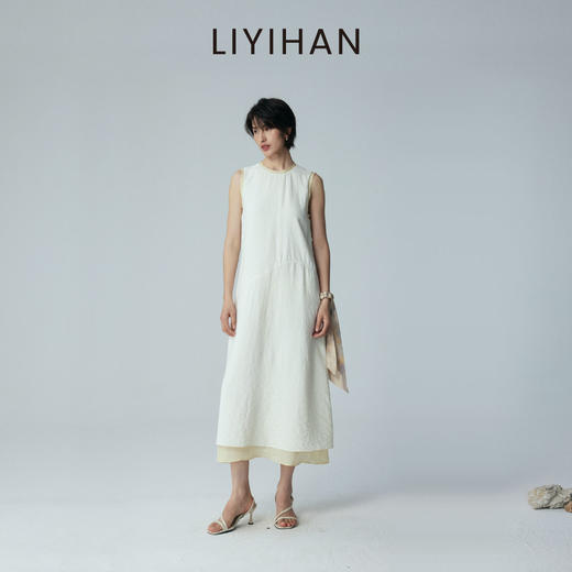 LIYIHAN 2026夏季新款通勤桑蚕丝连衣裙米白色女真丝背心裙设计感 商品图2