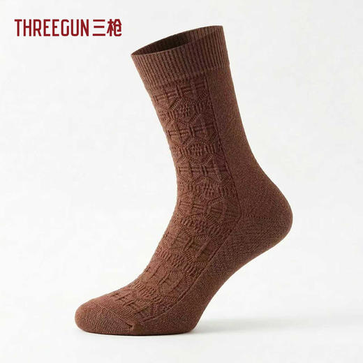 Threegun三枪 羊毛提花中筒女袜(1双装)-T90053Z03 商品图3