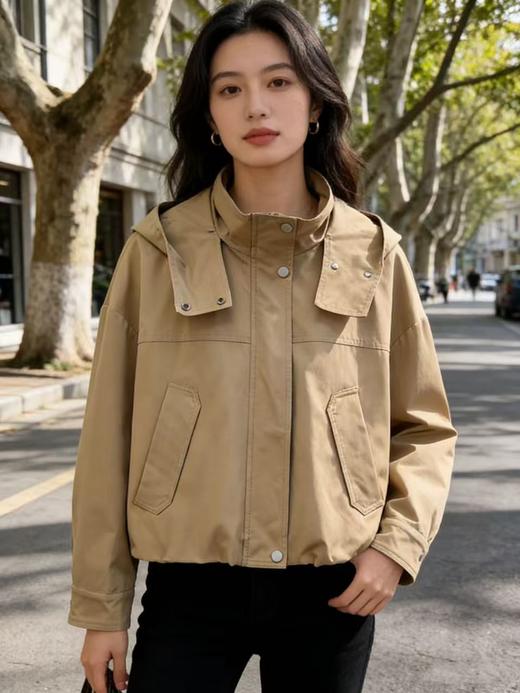 418良粉节|2026 活动爆款【自营】衣周期～T01连帽可抽绳下摆风衣外套-喜出 商品图2