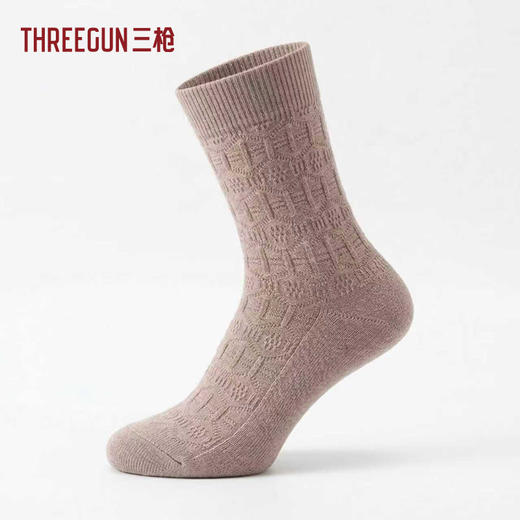 Threegun三枪 羊毛提花中筒女袜(1双装)-T90053Z03 商品图0