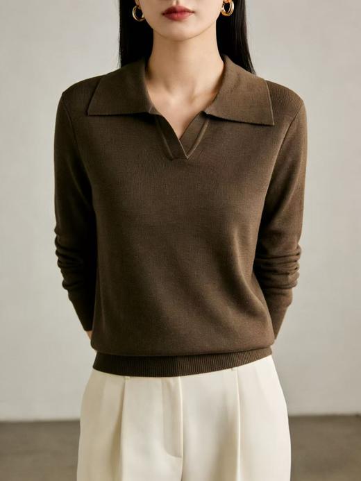 羊毛衫！春薄款！品牌促➡️【自营】衣周期格亿（10%羊毛） 041超细羊毛绒混纺V领小翻领针织上衣-喜出 商品图2