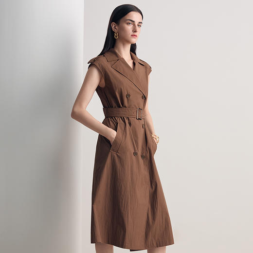 EITIE爱特爱2026夏季新款气质优雅通勤简约干练西装领收腰连衣裙8607319 商品图5