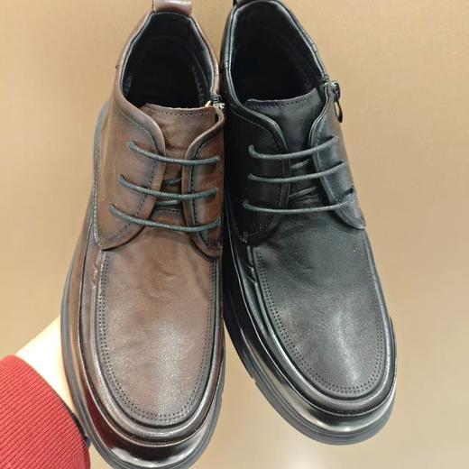 【牛皮革】西村名物2025年冬季新款舒适毛绒内里保暖系带高帮休闲男鞋X15DU4976101D 商品图0