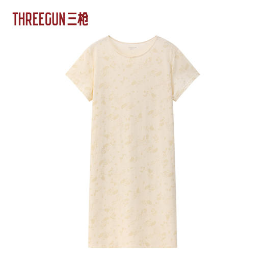 Threegun三枪 水柔棉印花圆领短袖女家居裙-T70024A01 商品图2