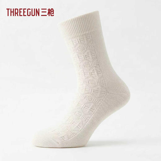 Threegun三枪 羊毛提花中筒女袜(1双装)-T90053Z03 商品图1