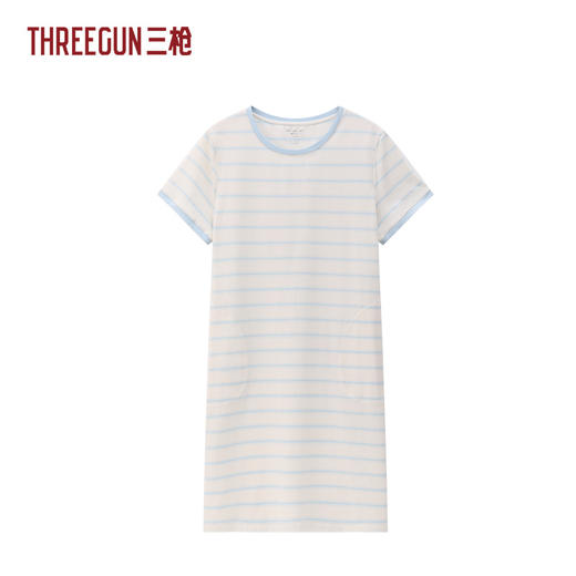Threegun三枪 彩条冰泉棉短袖女家居裙-T70023A01 商品图1
