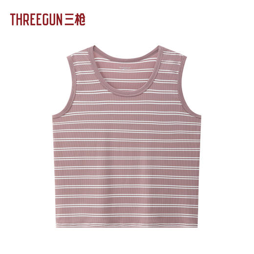 Threegun三枪 彩条罗纹宽松女背心-T30004A01 商品图1