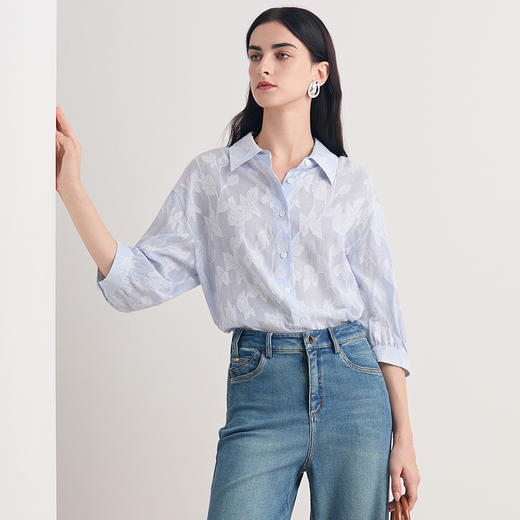 EITIE爱特爱气质通勤印花直筒衬衫上衣8609301 商品图4