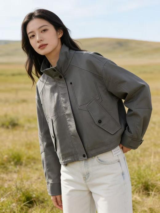 418良粉节|2026 活动爆款【自营】衣周期～T22设计感明线休闲可抽绳下摆风衣外套-喜出 商品图8