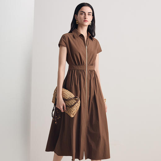 EITIE爱特爱时尚法式大气显瘦高腰短袖连衣裙2026夏新款8607320 商品图3