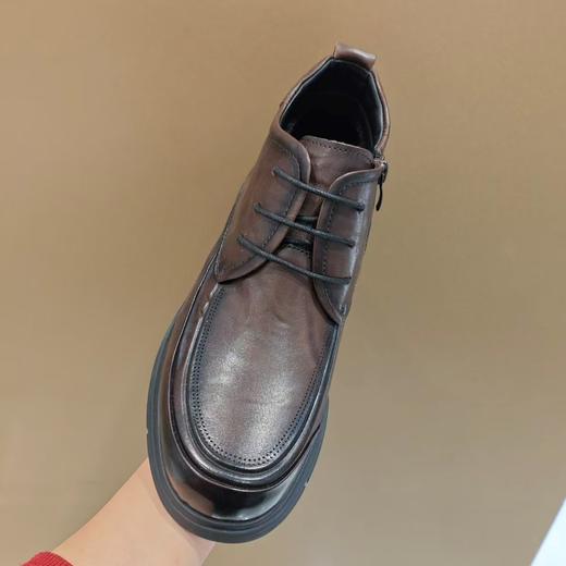 【牛皮革】西村名物2025年冬季新款舒适毛绒内里保暖系带高帮休闲男鞋X15DU4976101D 商品图2