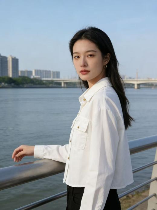 品牌促【自营】衣周期 6560 韩版100%棉金色扣宽松版衬衫上衣-喜出 商品图1