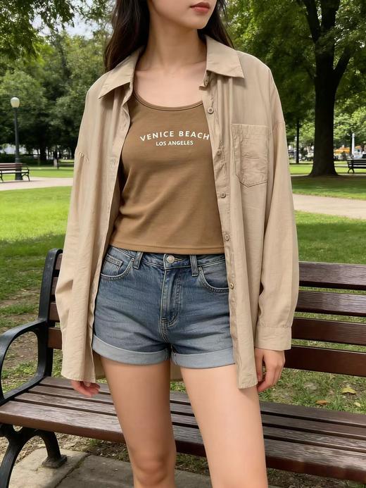 418良粉节|2026 活动爆款 品牌促【自营】衣周期 （两件套）9078 23%天丝 衬衫➕背心套装两件套上衣-喜出 商品图3