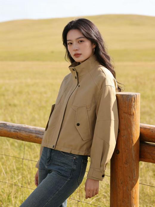 418良粉节|2026 活动爆款【自营】衣周期～T22设计感明线休闲可抽绳下摆风衣外套-喜出 商品图4