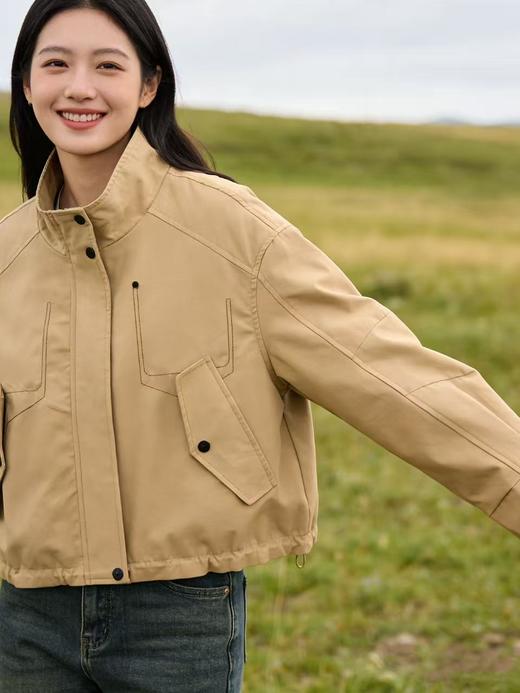 418良粉节|2026 活动爆款【自营】衣周期～T22设计感明线休闲可抽绳下摆风衣外套-喜出 商品图5