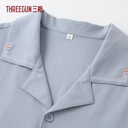 Threegun三枪 冰泉棉翻领开襟短袖长裤男家居套-T80138D02 商品图12