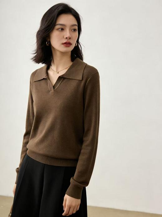 羊毛衫！春薄款！品牌促➡️【自营】衣周期格亿（10%羊毛） 041超细羊毛绒混纺V领小翻领针织上衣-喜出 商品图0