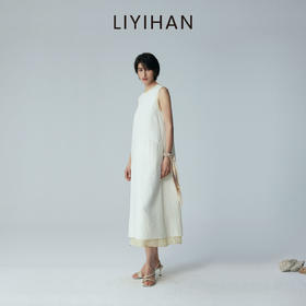 LIYIHAN 2026夏季新款通勤桑蚕丝连衣裙米白色女真丝背心裙设计感