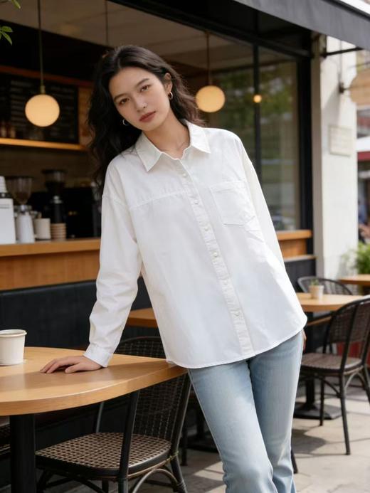 418良粉节|2026 活动爆款 品牌促【自营】衣周期 6003韩版100%棉宽松百搭纯色衬衫上衣-喜出 商品图2