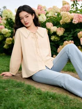 418良粉节|2026 活动爆款 品牌促【自营】衣周期 5096 韩系减龄翻领宽松版衬衫上衣-喜出