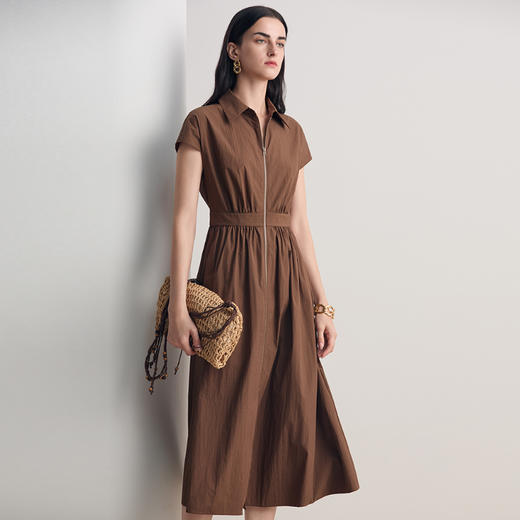 EITIE爱特爱时尚法式大气显瘦高腰短袖连衣裙2026夏新款8607320 商品图2