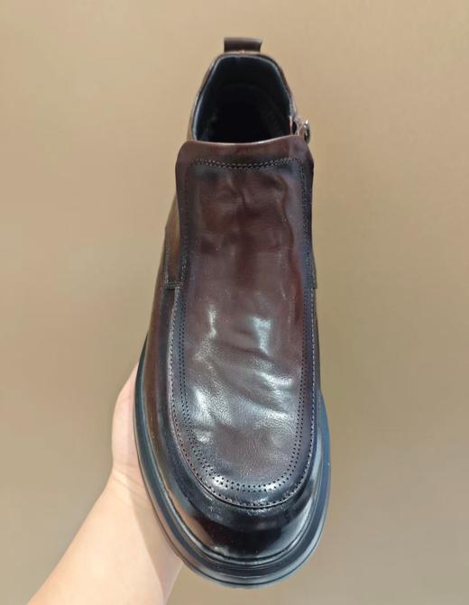 【牛皮革】西村名物2025年秋季新款舒适绒底一脚蹬中筒休闲男鞋X15DU40181 商品图4