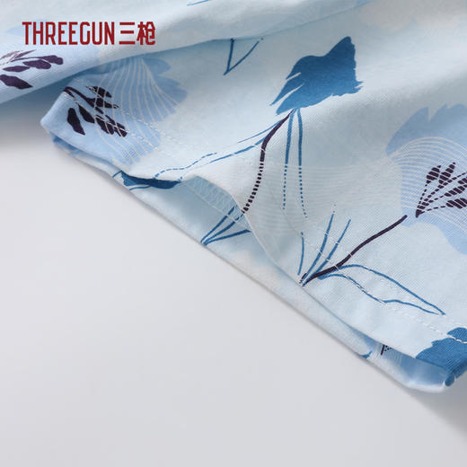 Threegun三枪 水柔棉印花V领开襟短袖女衫-T80032A01 商品图3