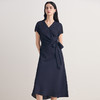 EITIE爱特爱V领收腰显瘦垂顺短袖优雅A摆连衣裙2026夏季新款8607327 商品缩略图3