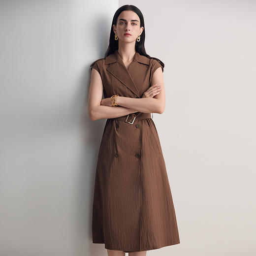EITIE爱特爱2026夏季新款气质优雅通勤简约干练西装领收腰连衣裙8607319 商品图3