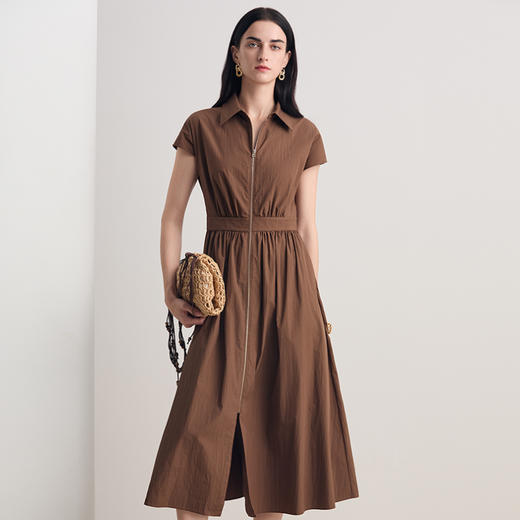 EITIE爱特爱时尚法式大气显瘦高腰短袖连衣裙2026夏新款8607320 商品图4