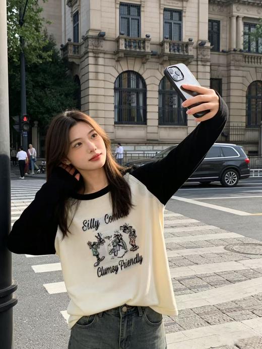 享8折优惠|五一大促羊毛衫！春薄款！品牌促➡️【自营】衣周期格亿（5.5%绵羊毛）6610卡通拼色针织宽松上衣-喜出 商品图5