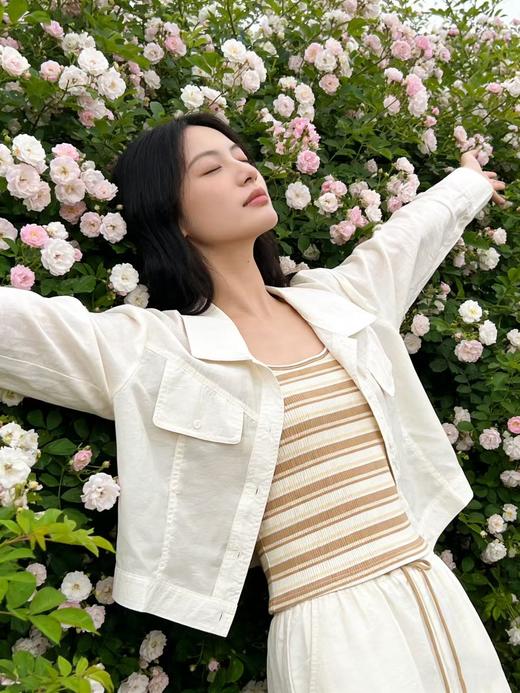 品牌促【自营】衣周期 （两件套）9123 23%天丝 短款衬衫➕纯棉背心 套装两件套上衣-喜出 商品图4