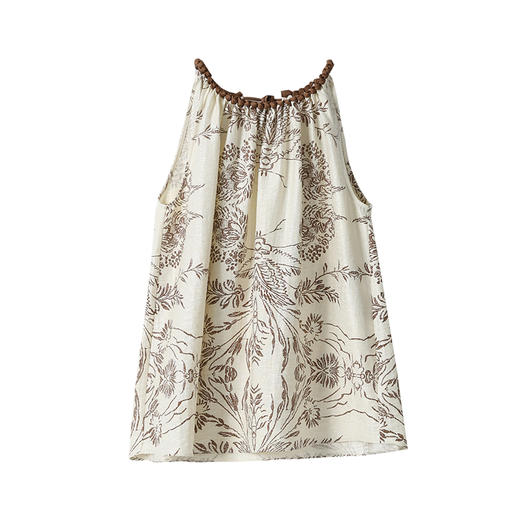 VIMAGE纬漫纪度假风挂脖露肩显瘦无袖印花上衣2026夏季新款V2513221 商品图6