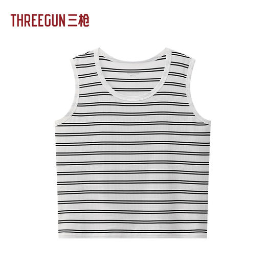 Threegun三枪 彩条罗纹宽松女背心-T30004A01 商品图0