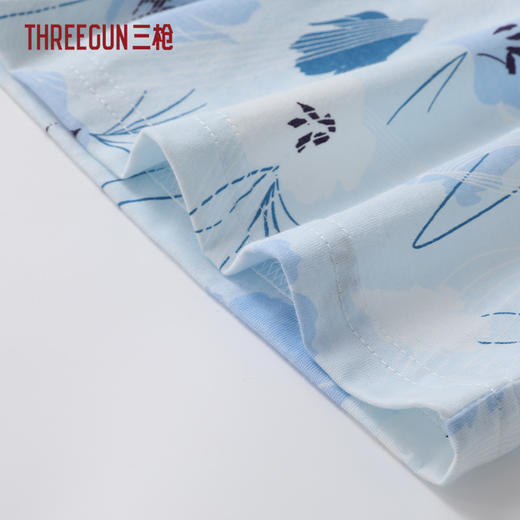Threegun三枪 水柔棉印花V领开襟短袖女衫-T80032A01 商品图2