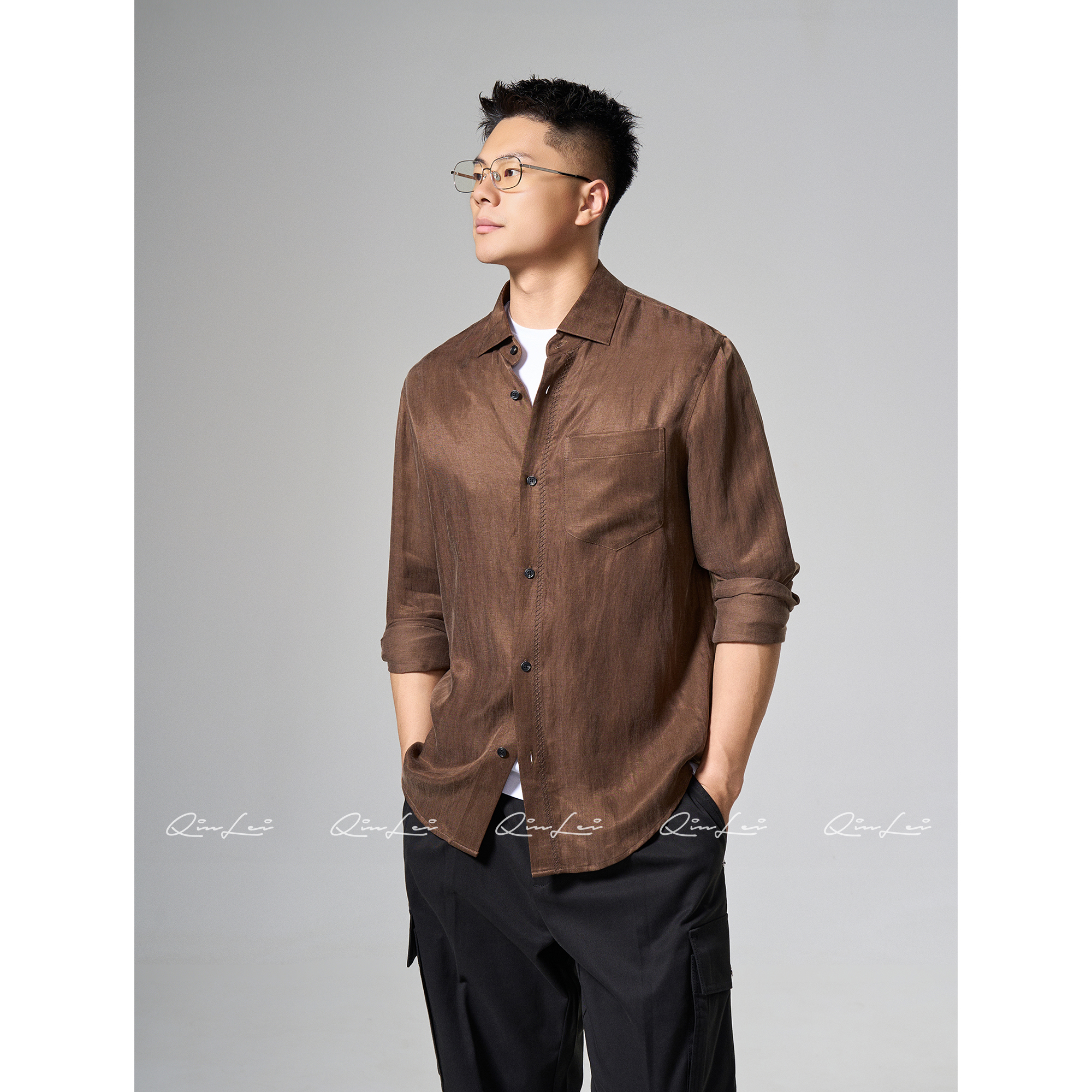 男装「N.cool」亚麻定纺四季凉感肌理衬衫LL-WCS3051 O3商品图3