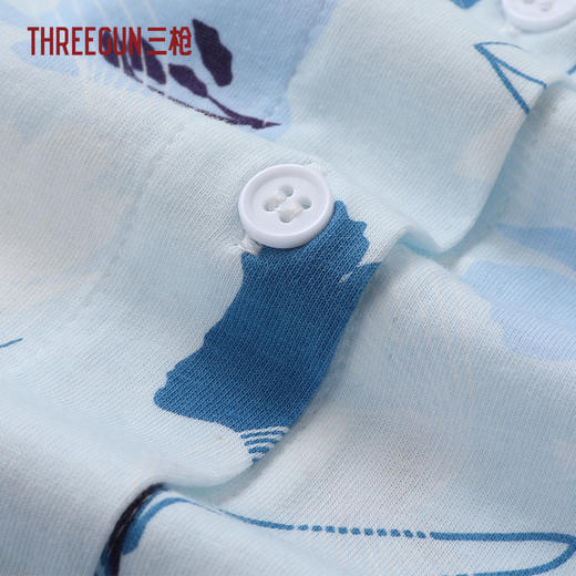 Threegun三枪 水柔棉印花V领开襟短袖女衫-T80032A01 商品图8