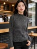 418良粉节|2026 活动爆款 羊毛衫！春薄款！品牌促➡️【自营】衣周期格亿（6%羊毛）9196木耳边半高领条纹百搭针织上衣-喜出 商品缩略图3