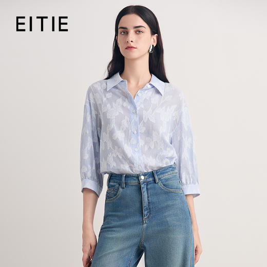 EITIE爱特爱气质通勤印花直筒衬衫上衣8609301 商品图0