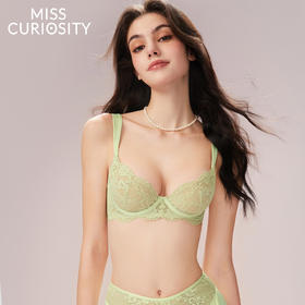 好奇蜜斯大胸显小内衣女薄款防下垂文胸罩套装新款夏季纯欲蕾丝白-雅娜 安叶