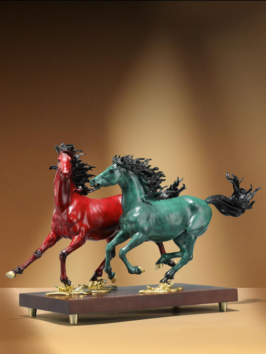 陈金庆《鸿瑞齐骧》铜雕小号 商品图0