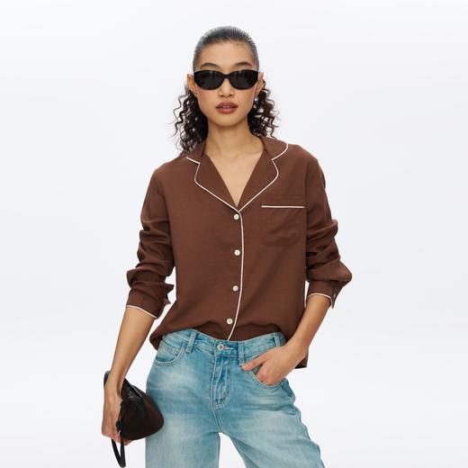 Oneup撞色边口袋衬衫 商品图0